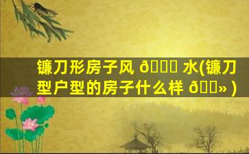 镰刀形房子风 🐈 水(镰刀型户型的房子什么样 🌻 )